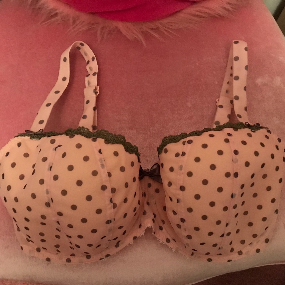 Freya Pink,  Grey Polka Dot Padded Balconette Bra